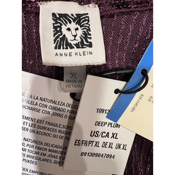 NWT ANNE KLEIN Women’s Sequin Draped Open Front Cardigan Deep Plum Size XL $149 - Picture 8 of 11